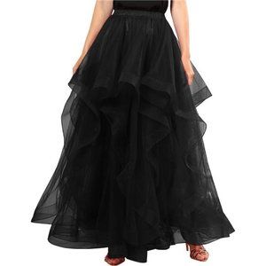 Long Tulle Skirts Womens Maxi Tutu Skirt Black